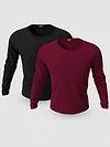 Pack of 2-Plain Full Sleeve T-shirt Combo Black And Burgundy