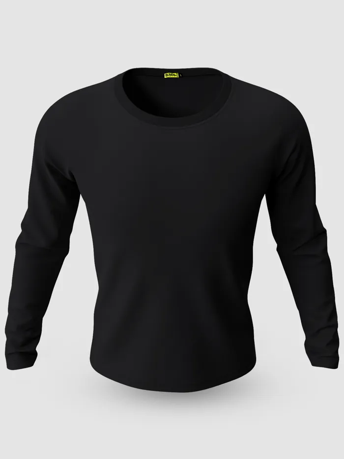 Pack of 2-Plain Full Sleeve T-shirt Combo Black And White