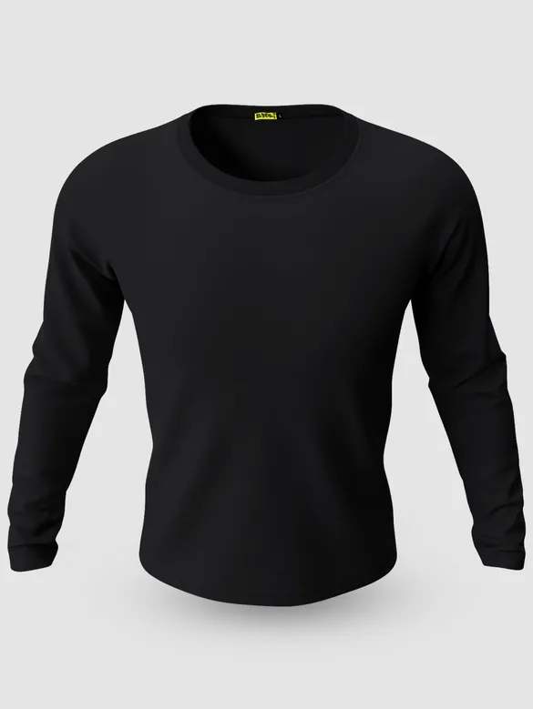 Pack of 2-Plain Full Sleeve T-shirt Combo Black And White