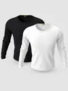 Pack of 2-Plain Full Sleeve T-shirt Combo Black And White