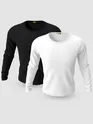 Pack of 2-Plain Full Sleeve T-shirt Combo Black And White