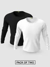 Pack of 2-Plain Full Sleeve T-shirt Combo Black And White