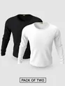 Pack of 2-Plain Full Sleeve T-shirt Combo Black And White