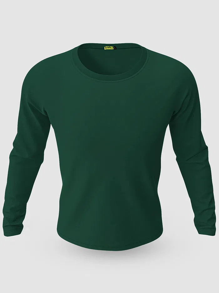 Pack of 2-Plain Full Sleeve T-shirt Combo Burgundy And Bottle Green