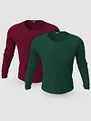 Pack of 2-Plain Full Sleeve T-shirt Combo Burgundy And Bottle Green