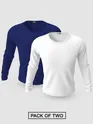 Pack of 2-Plain Full Sleeve T-shirt Combo Navy Blue And White