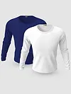 Pack of 2-Plain Full Sleeve T-shirt Combo Navy Blue And White