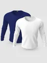 Pack of 2-Plain Full Sleeve T-shirt Combo Navy Blue And White