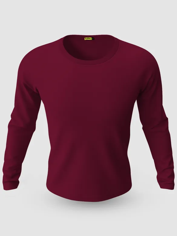 Pack of 2-Plain Full Sleeve T-shirt Combo Space Grey And Burgundy