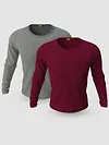 Pack of 2-Plain Full Sleeve T-shirt Combo Space Grey And Burgundy
