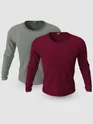 Pack of 2-Plain Full Sleeve T-shirt Combo Space Grey And Burgundy