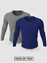 Pack of 2-Plain Full Sleeve T-shirt Combo Space Grey And Navy Blue