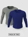 Pack of 2-Plain Full Sleeve T-shirt Combo Space Grey And Navy Blue