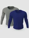 Pack of 2-Plain Full Sleeve T-shirt Combo Space Grey And Navy Blue