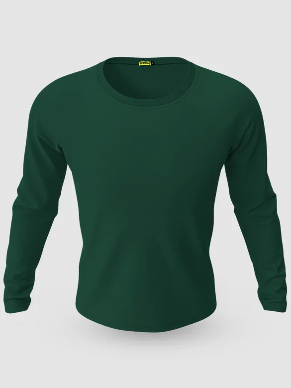 Pack of 2-Plain Full Sleeve T-shirt Combo White And Bottle Green