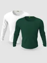 Pack of 2-Plain Full Sleeve T-shirt Combo White And Bottle Green