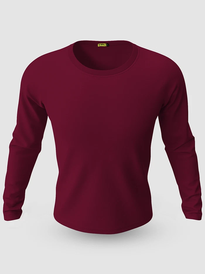 Pack of 2-Plain Full Sleeve T-shirt Combo White And Burgundy