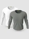 Pack of 2-Plain Full Sleeve T-shirt Combo White And Space Grey