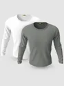 Pack of 2-Plain Full Sleeve T-shirt Combo White And Space Grey