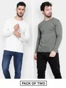 Pack of 2-Plain Full Sleeve T-shirt Combo White And Space Grey