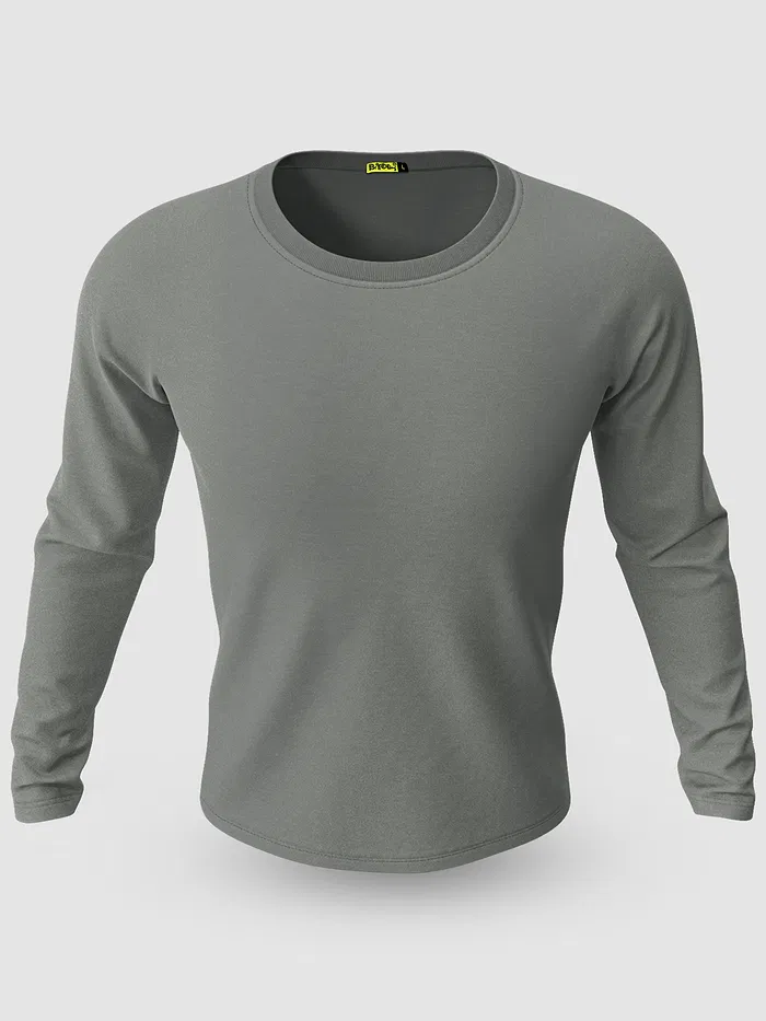 Pack of 2-Plain Full Sleeve T-shirt Combo White And Space Grey
