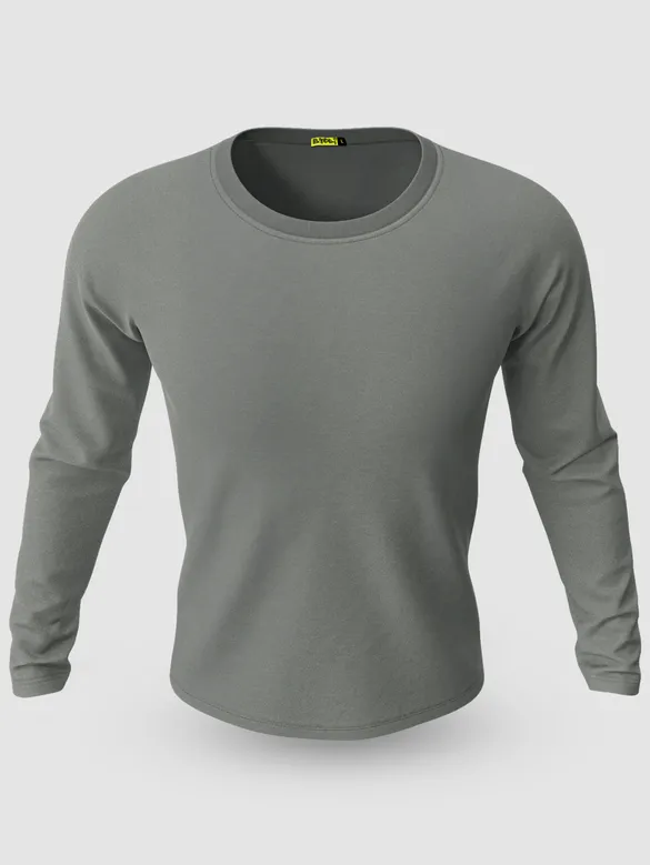 Pack of 2-Plain Full Sleeve T-shirt Combo White And Space Grey