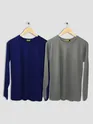 Pack of 2 - Women Plain Full Sleeve T-shirt Combo Space Grey And Navy Blue