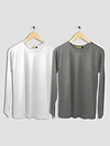 Pack of 2 - Women Plain Full Sleeve T-shirt Combo White And Space Grey
