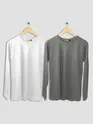 Pack of 2 - Women Plain Full Sleeve T-shirt Combo White And Space Grey