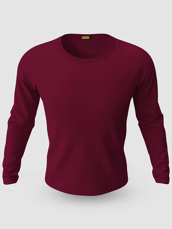 Pack of 3-Full Sleeve T-shirt Combo Burgundy Green Navy Blue
