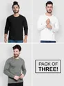  Pack Of 3 Plain Full Sleeve T-shirt Black White And Grey