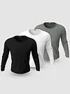 Pack of 3 Plain Full Sleeve T-shirt Black White And Grey