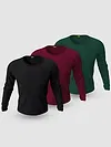 Pack of - 3 Plain Full Sleeve T-shirt Combo Black,Bottle Green,Burgundy