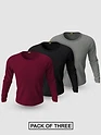Pack of - 3 Plain Full Sleeve T-shirt Combo Black,Burgundy,Space Grey