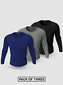 Pack of - 3 Plain Full Sleeve T-shirt Combo Navy Blue,Black,Space Grey