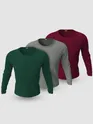 Pack of - 3 Plain Full Sleeve T-shirt Combo Bottle Green,Space Grey,Burgundy