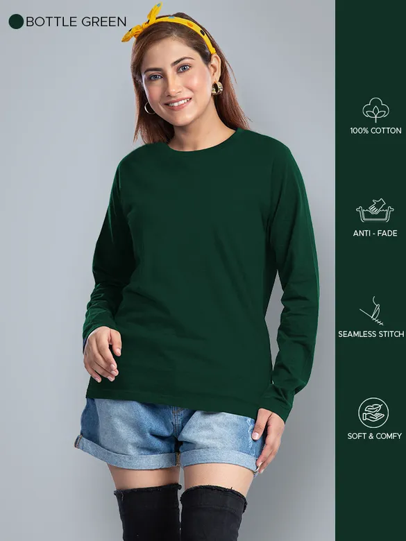 Pick Any 2 - Women Plain Full Sleeve T-shirt Combo