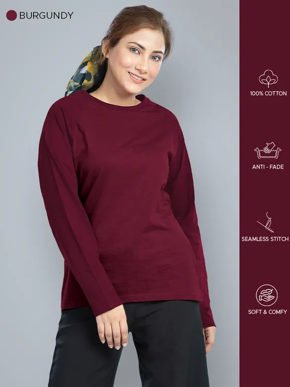 Pick Any 2 - Women Plain Full Sleeve T-shirt Combo