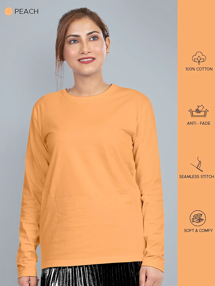 Pick Any 3 - Women Plain Full Sleeve T-shirt Combo