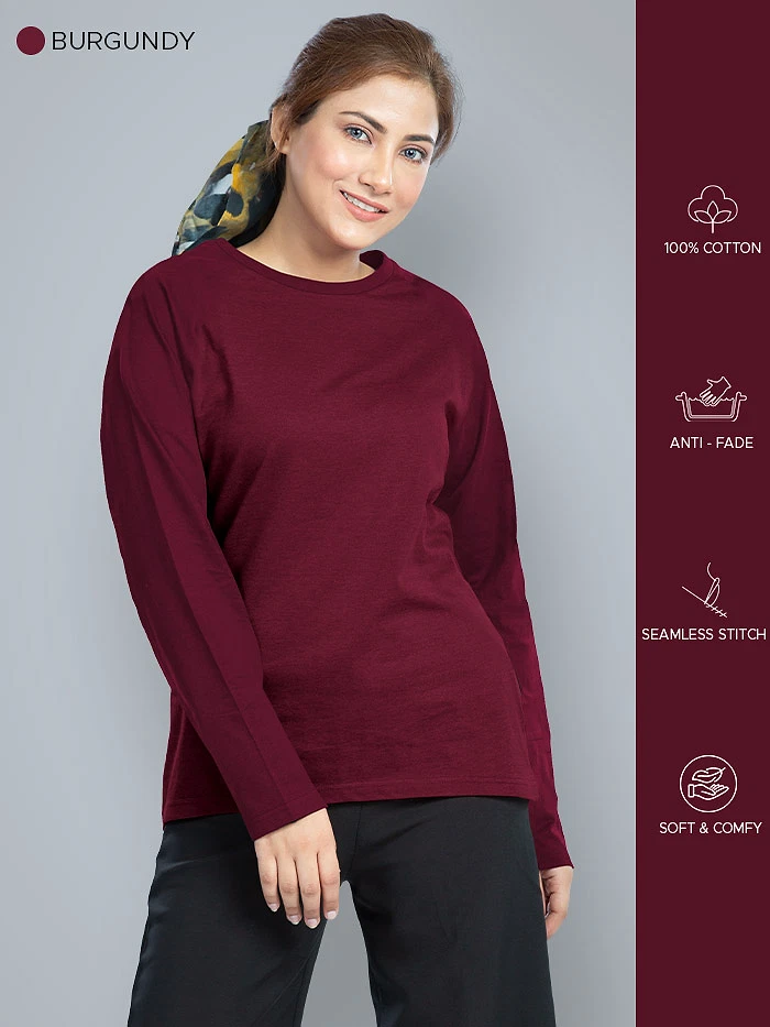 Pick Any 4 - Women Plain Full Sleeve T-shirt Combo
