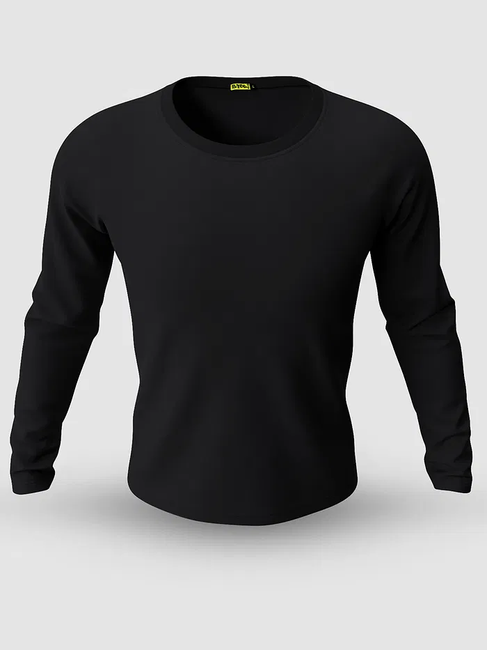 Plain Black Full Sleeves T-shirt for Men