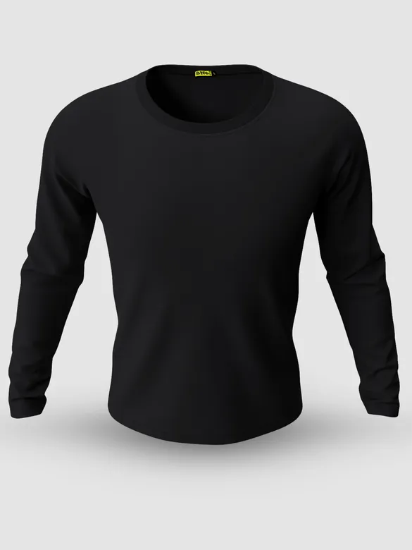 Plain Black Full Sleeves T-shirt for Men