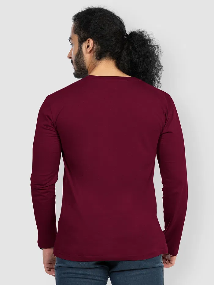 Plain Burgundy Full Sleeves T-shirts