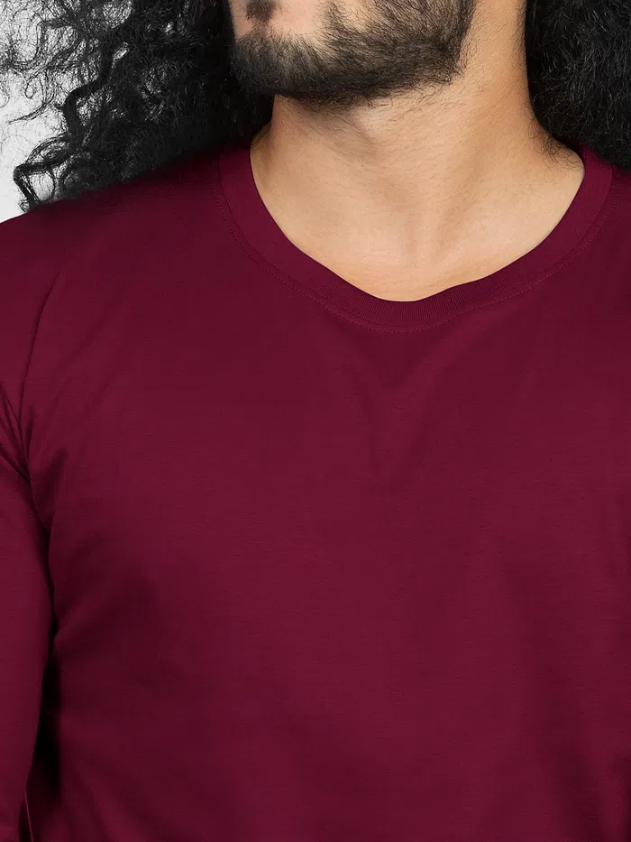 Plain Burgundy Full Sleeves T-shirts