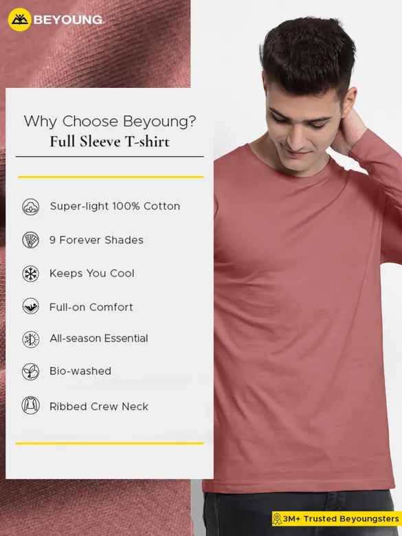 Plain Mauve Glow Full Sleeves T-shirt