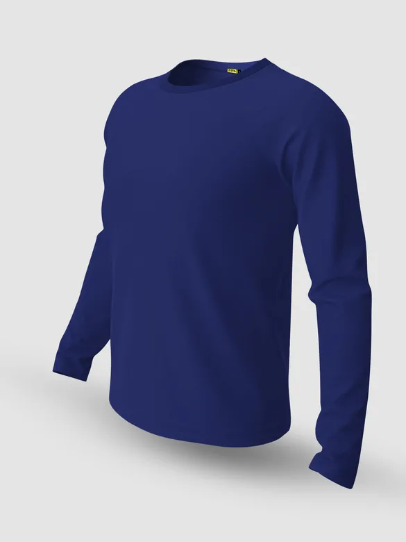 Plain Navy Blue Full Sleeves T-shirts