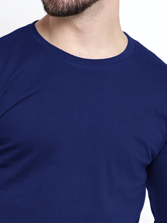 Plain Navy Blue Full Sleeves T-shirts