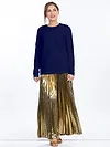 Plain Navy Blue Women Full Sleeves T-shirt