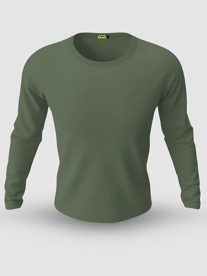 Plain Olive Green Full Sleeves T-shirt