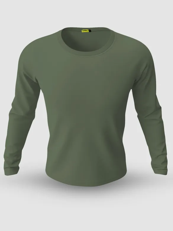 Plain Olive Green Full Sleeves T-shirt